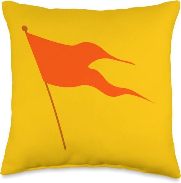 Hinduism Saffron Orange Flag, Sacred Pooja Hindu Temple Throw Pillow (USA)