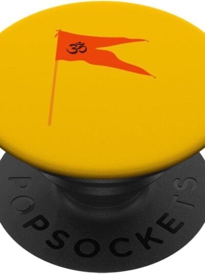Hinduism Om Saffron Orange Flag, Sacred Pooja Hindu Temple PopSocket (Germany)