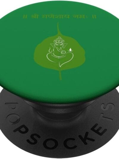 Ganapati, Ganesh, Shree Ganeshaya Namaha Leaf Sanskrit Puja PopSocket (Spain)
