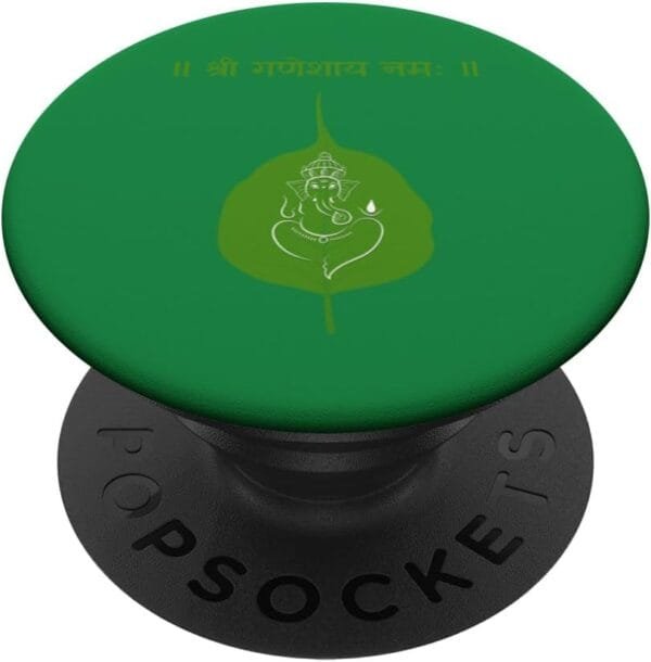 Ganapati, Ganesh, Shree Ganeshaya Namaha Leaf Sanskrit Puja PopSocket (Spain)