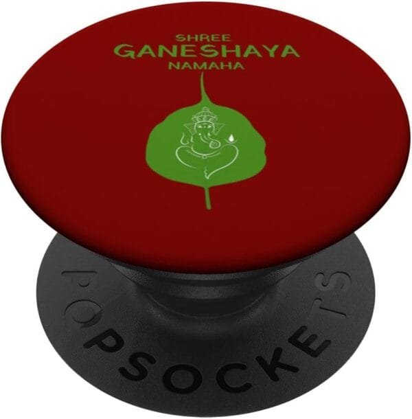 Ganapati, Ganesh, Shree Ganeshaya Namaha on Leaf Puja PopSocket (France)