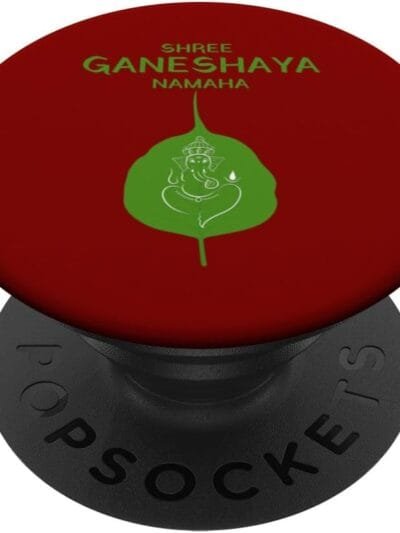 Ganapati, Ganesh, Shree Ganeshaya Namaha on Leaf Puja PopSocket (Italy)
