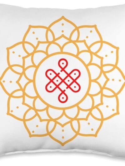 Diwali Pooja, Deepawali, Hindu Rangoli Mandala Art Throw Pillow (USA)