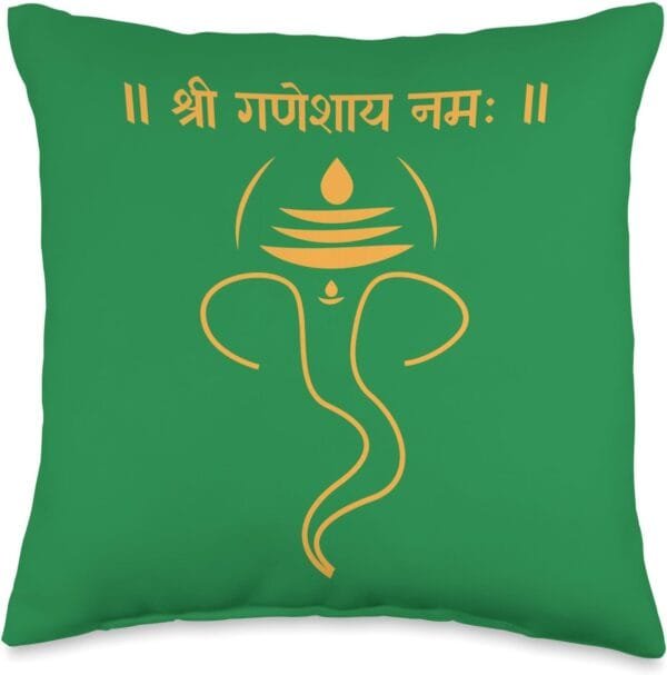 Ganapati, Ganesh, Shree Ganeshaya Namaha Sanskrit Puja Throw Pillow (USA)