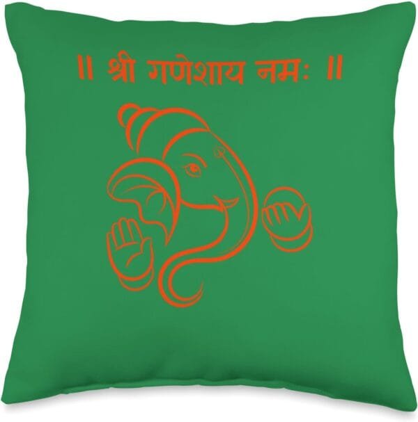 Ganapati, Ganesh, Shree Ganeshaya Namaha Sanskrit Puja Throw Pillow (USA)