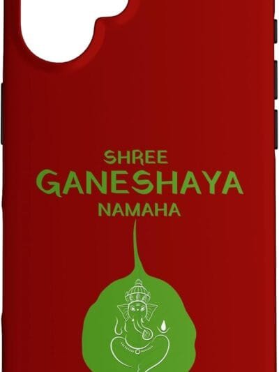 Ganapati, Ganesh, Shree Ganeshaya Namaha on Leaf Puja iPhone Cases (Italy)