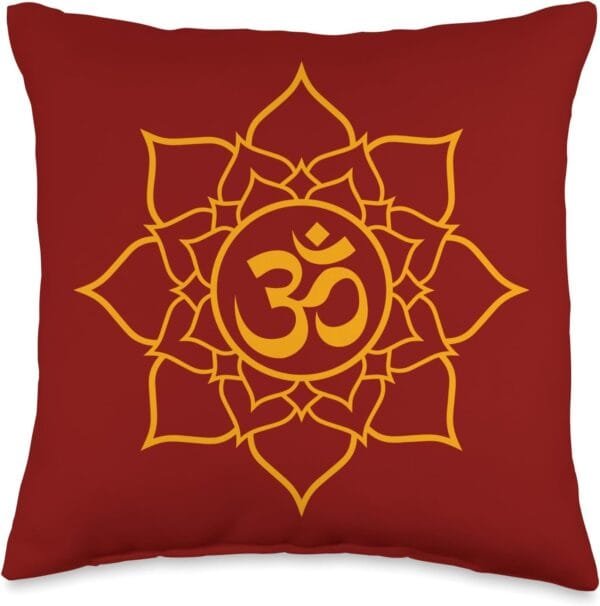Hinduism Om, Sacred Pooja Hindu Temple Throw Pillow (USA)