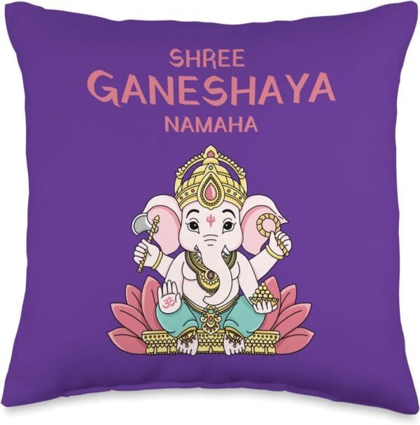 Ganapati, Ganesh, Shree Ganeshaya Namaha Ganeshotsav Puja Throw Pillow (USA)