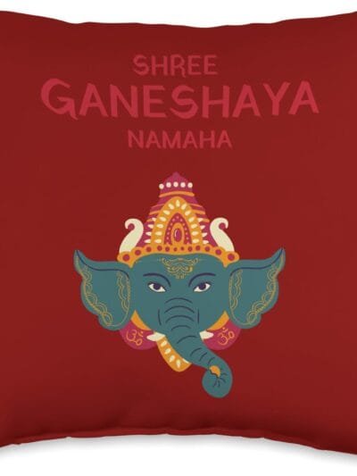 Ganapati, Ganesh, Shree Ganeshaya Namaha Ganeshotsav Puja Throw Pillow (USA)