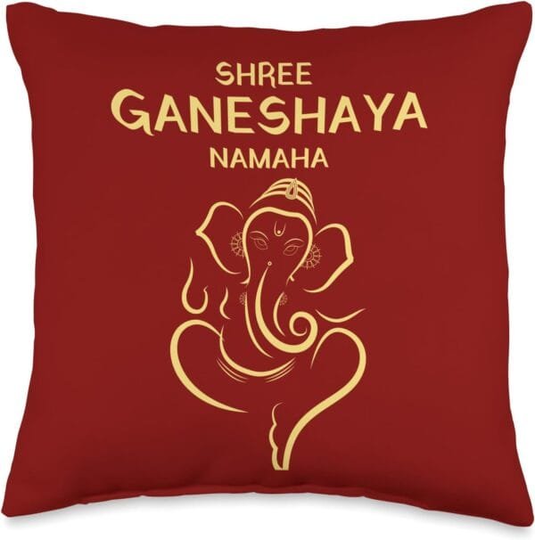 Ganapati, Ganesh, Shree Ganeshaya Namaha Ganeshotsav Puja Throw Pillow (USA)
