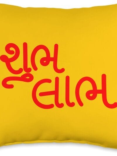 Diwali Pooja, Deepawali, Hindu Shubh Labh Gujarati Puja Throw Pillow (USA)