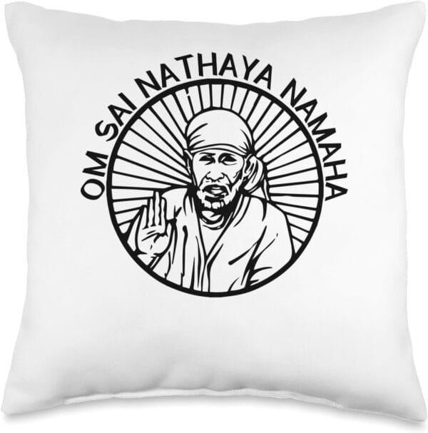 Sai Baba of Shirdi Blessing God Hindu Om Sai Nathaya Namaha Throw Pillow (USA)