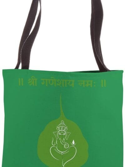 Ganapati, Ganesh, Shree Ganeshaya Namaha Leaf Sanskrit Puja Tote Bag (USA)