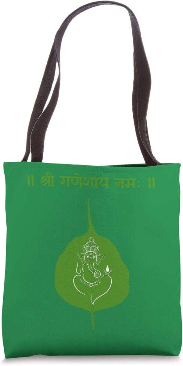 Ganapati, Ganesh, Shree Ganeshaya Namaha Leaf Sanskrit Puja Tote Bag (USA)