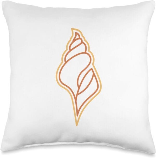 Hindu God Pooja Shankh, Conch Line Drawing Throw Pillow (USA)