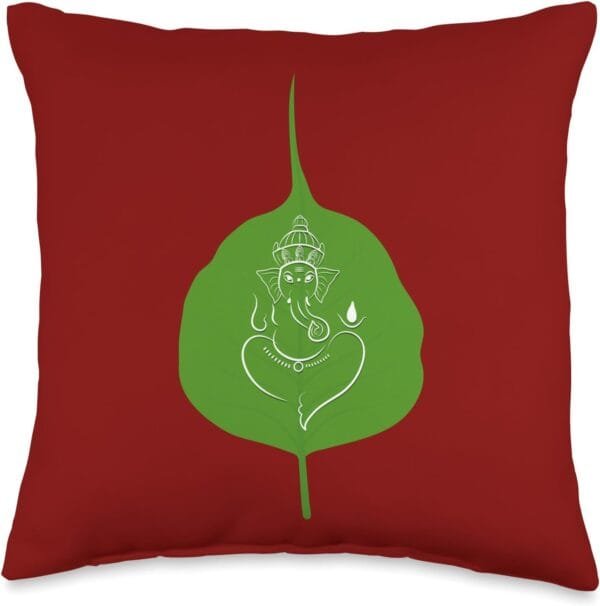 Ganapati, Ganesh, on Leaf Ganeshotsav Puja Throw Pillow (USA)