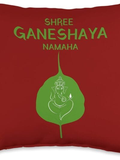 Ganapati, Ganesh, Shree Ganeshaya Namaha on Leaf Puja Throw Pillow (USA)