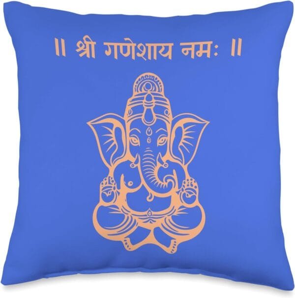 Ganapati, Ganesh, Shree Ganeshaya Namaha Sanskrit Puja Throw Pillow (USA)