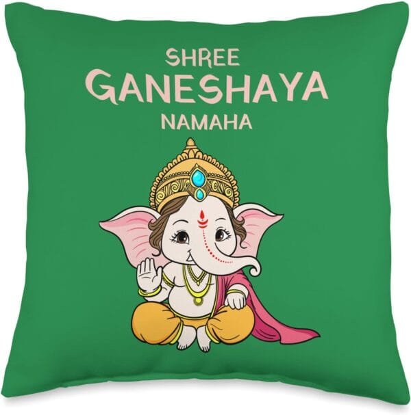 Ganapati, Ganesh, Shree Ganeshaya Namaha Ganeshotsav Puja Throw Pillow (USA)