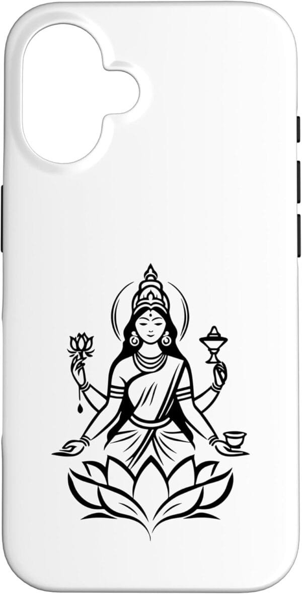 Laxmi Mata, Diwali Indian Goddess on Lotus Flower Hindu Puja iPhone Cases (USA)