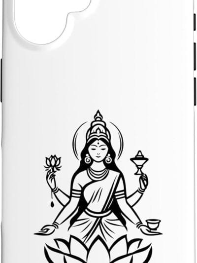 Laxmi Mata, Diwali Indian Goddess on Lotus Flower Hindu Puja iPhone Cases (France)
