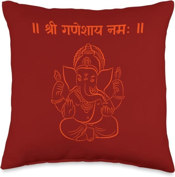 Ganapati, Ganesh, Shree Ganeshaya Namaha Sanskrit Puja Throw Pillow (USA)