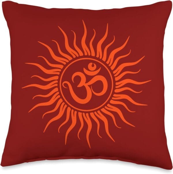Hinduism Om, Sacred Pooja Hindu Temple Throw Pillow (USA)