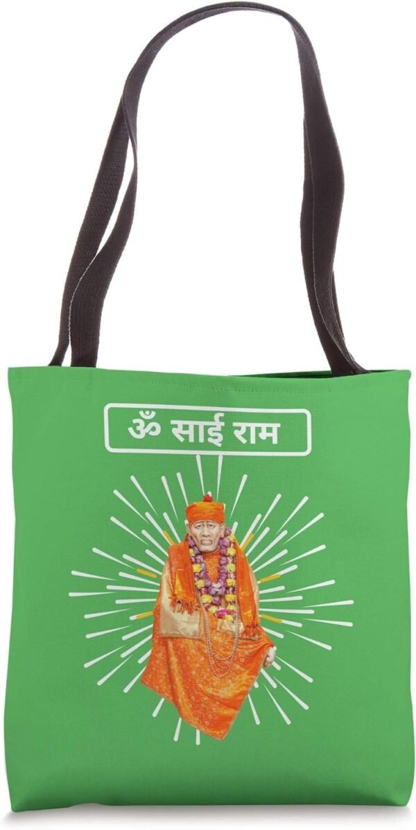 Shirdi Sai Baba God Gift for Indian Hindus Om Sai Ram Hindi Tote Bag (USA)