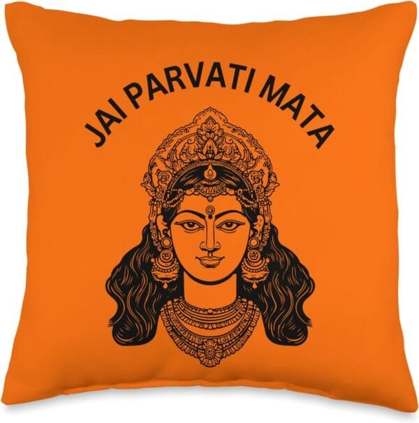 Parvati Mata, Navratri Hindu Goddess Jai Parvati Mata Pooja Throw Pillow (USA)