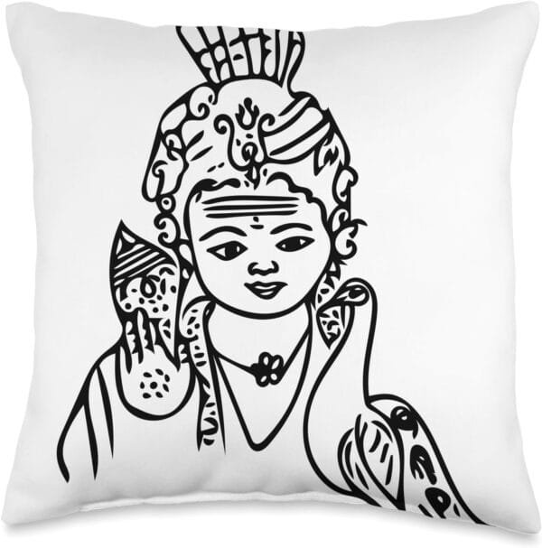 Murugan, Kartikeya Hindu God Temple Pooja Throw Pillow (USA)