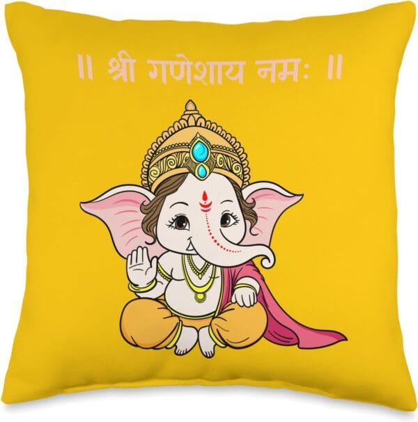 Ganapati, Ganesh, Shree Ganeshaya Namaha Sanskrit Puja Throw Pillow (USA)