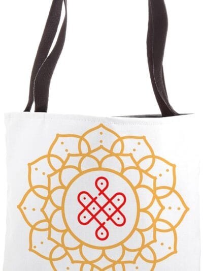 Diwali Pooja, Deepawali, Hindu Rangoli Mandala Art Tote Bag (USA)