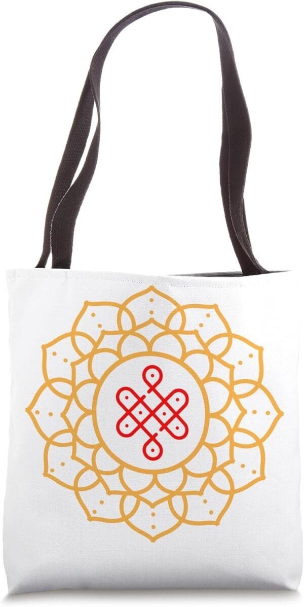 Diwali Pooja, Deepawali, Hindu Rangoli Mandala Art Tote Bag (USA)