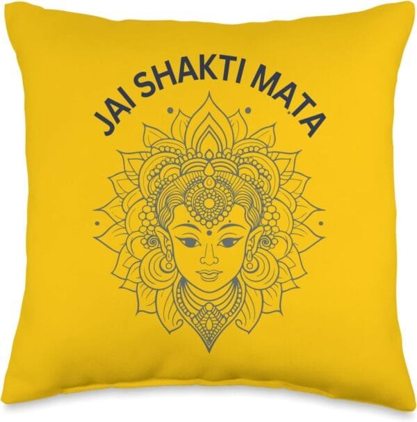 Shakti Mata, Navratri Hindu Goddess Jai Shakti Mata Pooja Throw Pillow (USA)