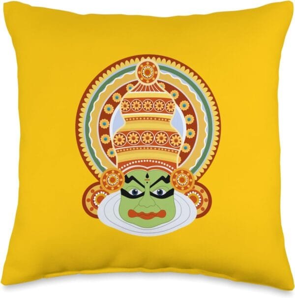 Hinduism Kathakali Dancer Face Kerala Onam Hindu Temple Puja Throw Pillow (USA)