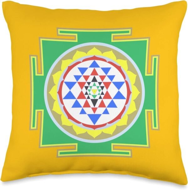 Indian Hindu Wedding Gift for Indians Sri Yantra Diagram Throw Pillow (USA)
