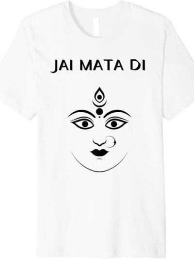 Durga Mata, Navratri Indian Goddess Face Jai Mata Di Pooja T-Shirt (USA)
