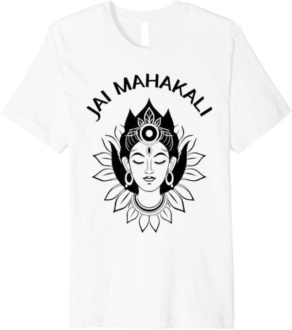 Kali Mata, Navratri Hindu Goddess Face Jai Mahakali Pooja T-Shirt (USA)