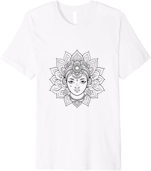 Laxmi Mata, Diwali Hindu Goddess Face Navratri Pooja T-Shirt (USA)