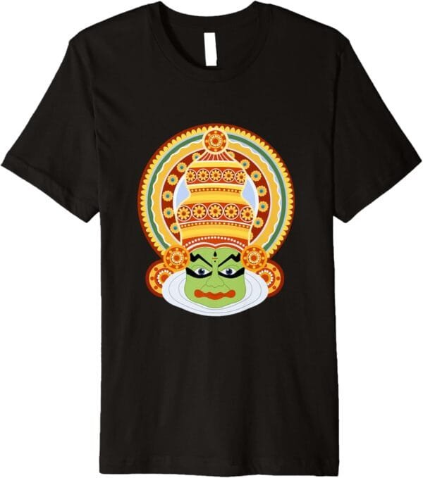 Hinduism Kathakali Dancer Face Kerala Onam Hindu Temple Puja T-Shirt (USA)