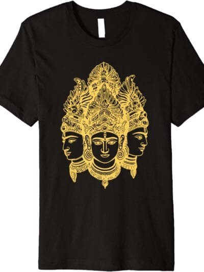 Hinduism Trimurti, Sacred Pooja Hindu Temple T-Shirt (USA)