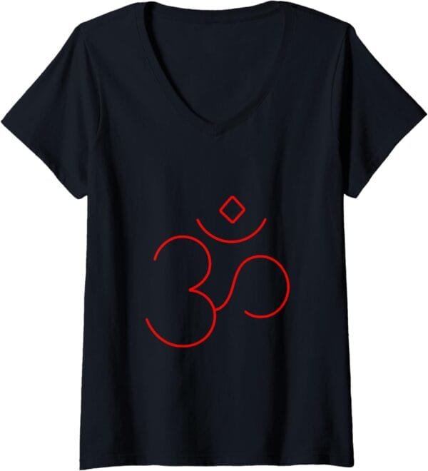 Hinduism Om, Sacred Pooja Hindu Temple V-Neck T-Shirt (USA)