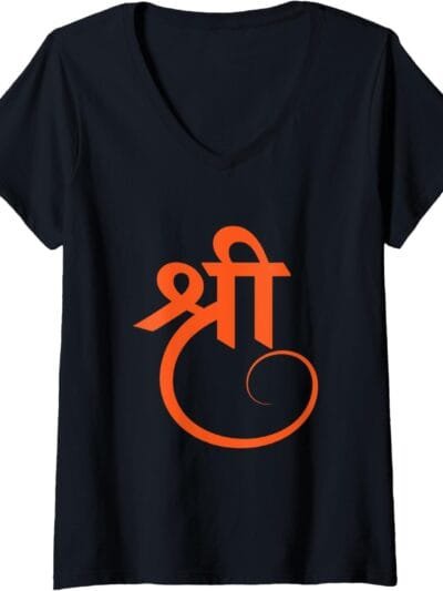 Hinduism Shree, Sacred Pooja Hindu Temple V-Neck T-Shirt (Germany)