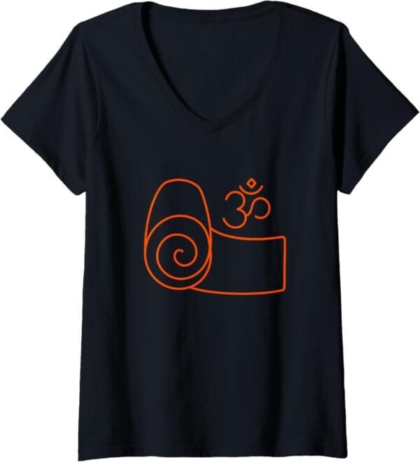 Hinduism Om Yoga Mat, Sacred Pooja Hindu Temple V-Neck T-Shirt (USA)