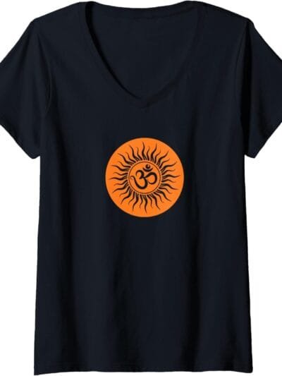 Hinduism Om, Sacred Pooja Hindu Temple V-Neck T-Shirt (USA)
