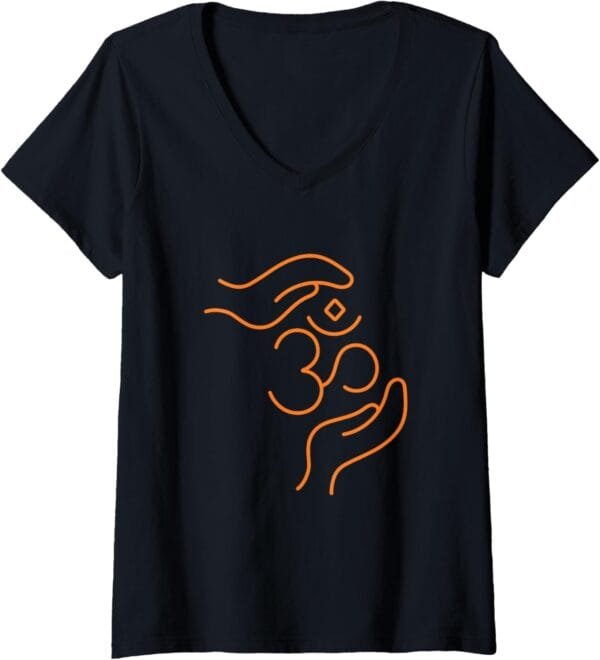 Hinduism Om, Sacred Pooja Hindu Temple V-Neck T-Shirt (USA)