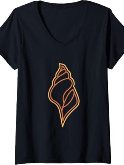 Hindu God Pooja Shankh, Conch Line Drawing V-Neck T-Shirt (Spain)