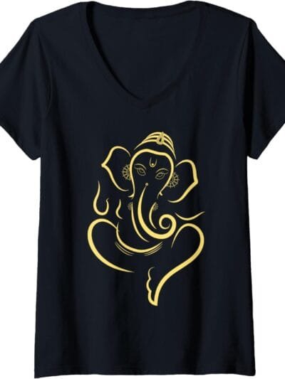 Ganapati, Ganesh, Ganeshotsav Puja V-Neck T-Shirt (USA)