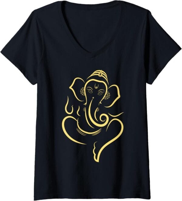 Ganapati, Ganesh, Ganeshotsav Puja V-Neck T-Shirt (USA)