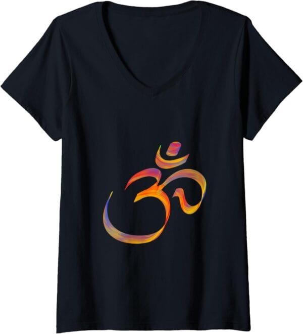 Hinduism Om, Sacred Pooja Hindu Temple V-Neck T-Shirt (USA)